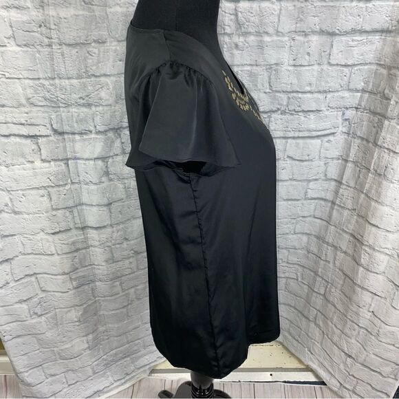 Merona scoop neck blouse w/jeweled embellishment Black size small - Picture 11 of 11
